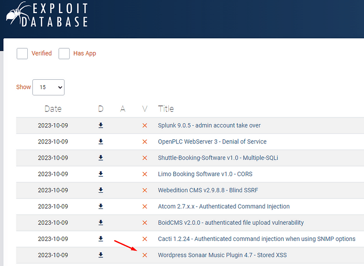 Screenshot of exploit-db.com