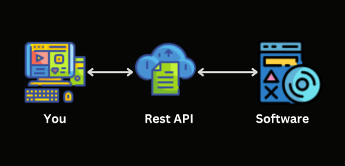 Diagram showing You, Rest API, and Software connection