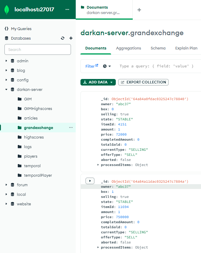 MongoDB query result