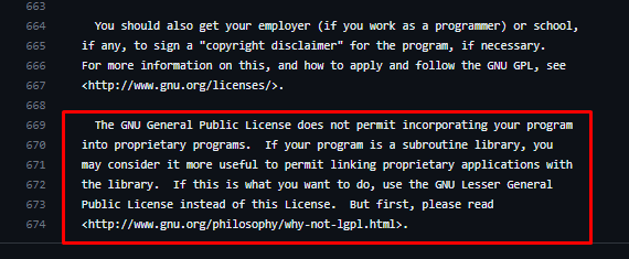 Don't use in proprietary programs