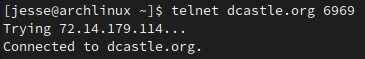 Telnet command example