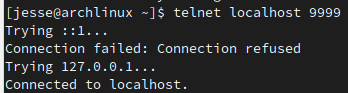 Simple telnet server connection