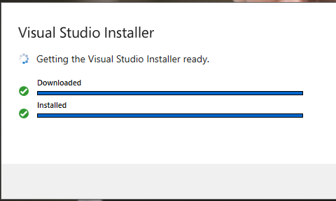 Visual Studio Installer installation progress