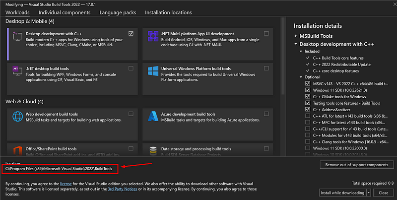 Build tools location path
