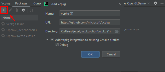 Add Vcpkg dialog