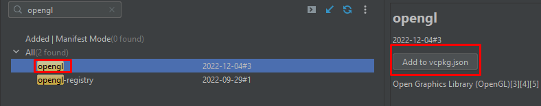 Add to vcpkg.json button