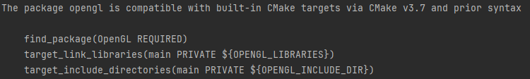 CMake code for OpenGL package