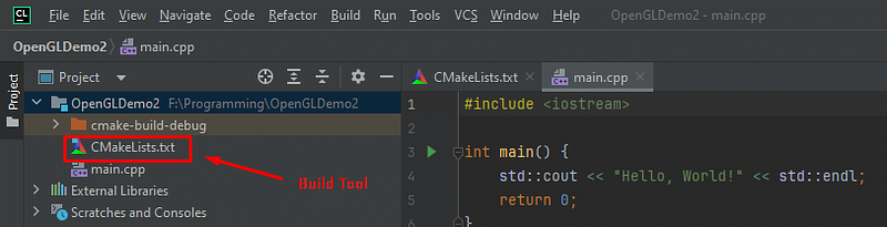 Basic C++ project with CMakeLists.txt