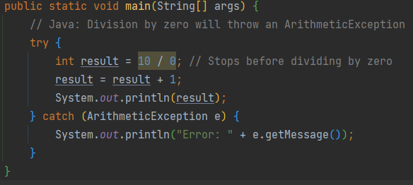 Java try catch example