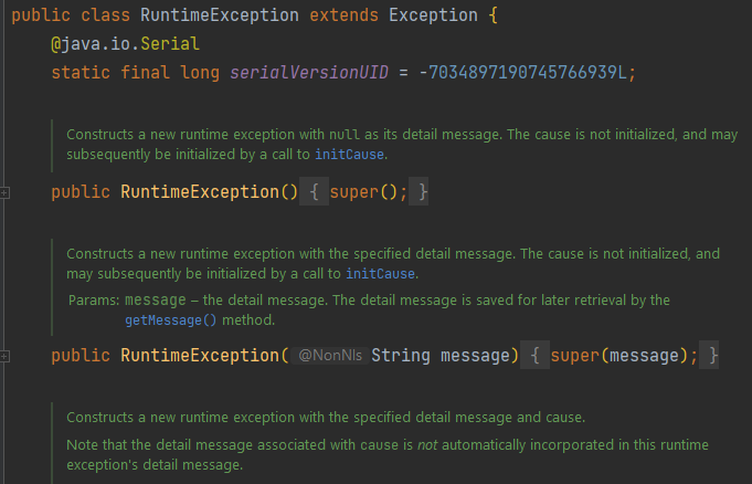 RuntimeException extends Exception