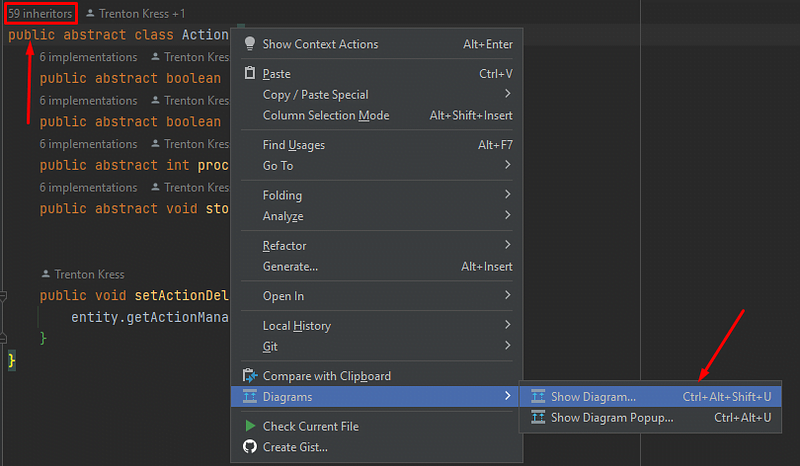 IntelliJ show diagram menu