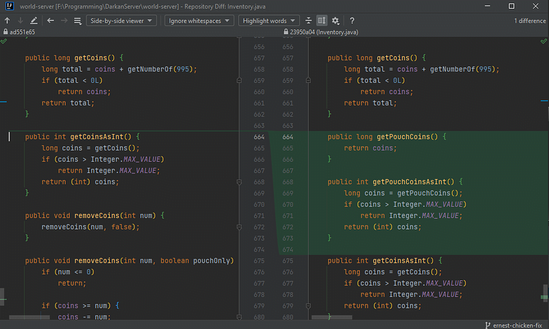 IntelliJ commit viewer screenshot
