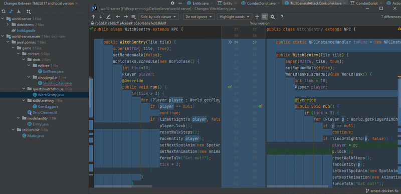 IntelliJ diff tree screenshot