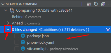 Files changed between commits