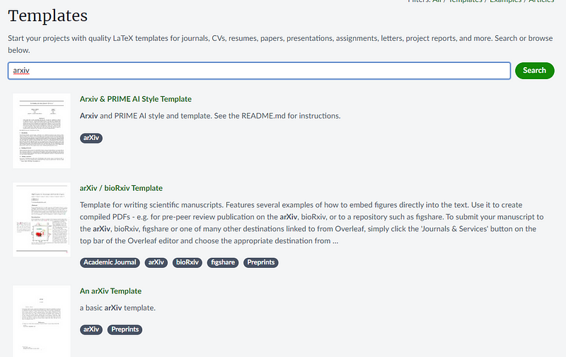 Overleaf template example