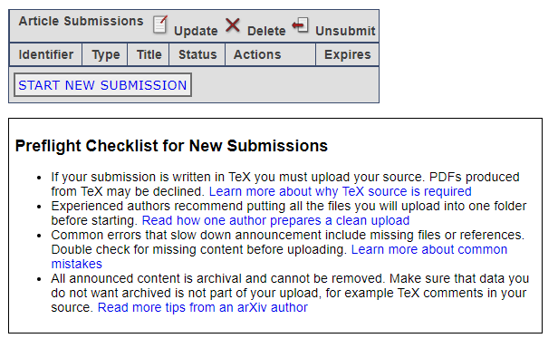 ArXiv submission interface