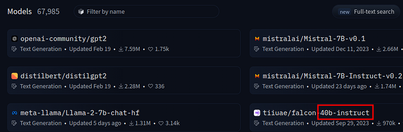 HuggingFace models list