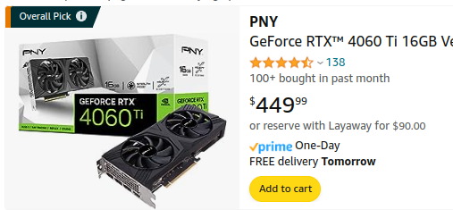 PNY RTX 4060 Ti 16GB