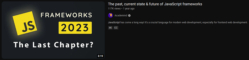 YouTube search Latest Javascript updates
