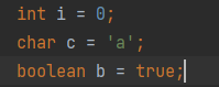 Variables example showing int, char, boolean