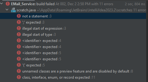 Keyword errors example