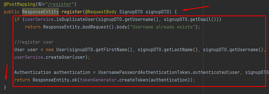 Code blocks example in Java
