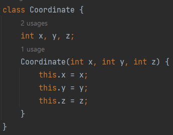 Coordinate class example