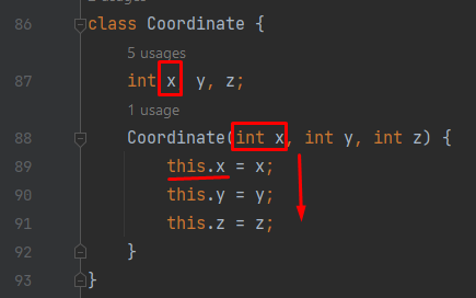 Two x variables in Coordinate class