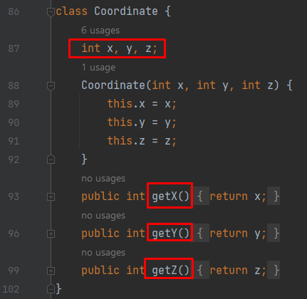 Coordinate class properties in Java