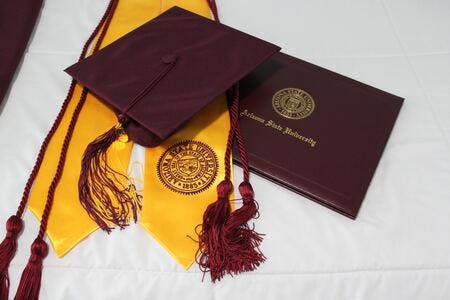 Graduation cap and diploma