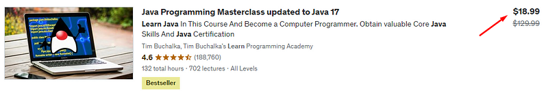 Udemy pricing screenshot