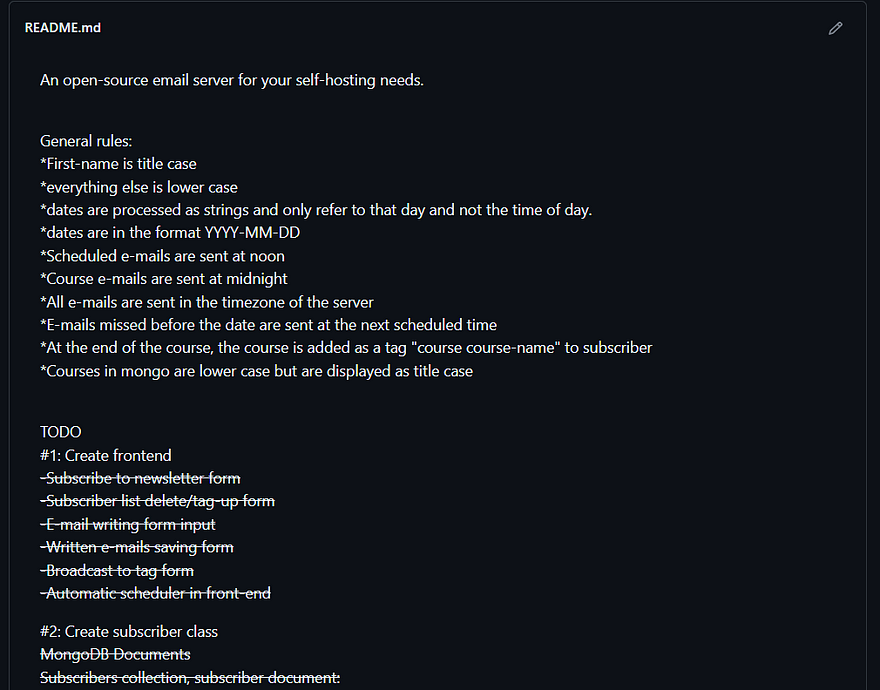 README todo list example
