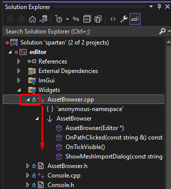File expanded in Solution Explorer showing structure