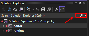Solution Explorer search dropdown