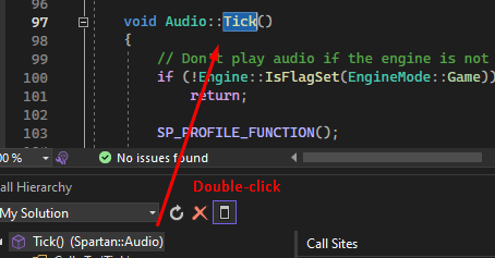 Double click to navigate to code