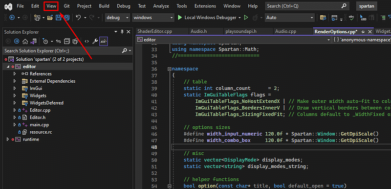 View menu showing Git Changes and Git Repository