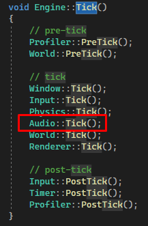 Engine Tick function code