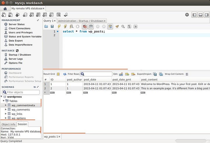 MySQL Workbench screenshot