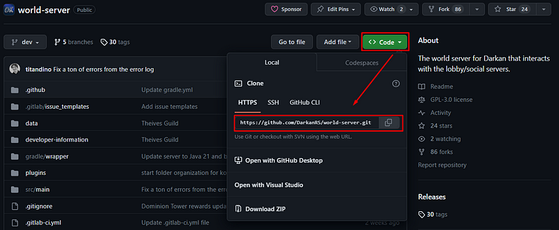 Getting public Git URL